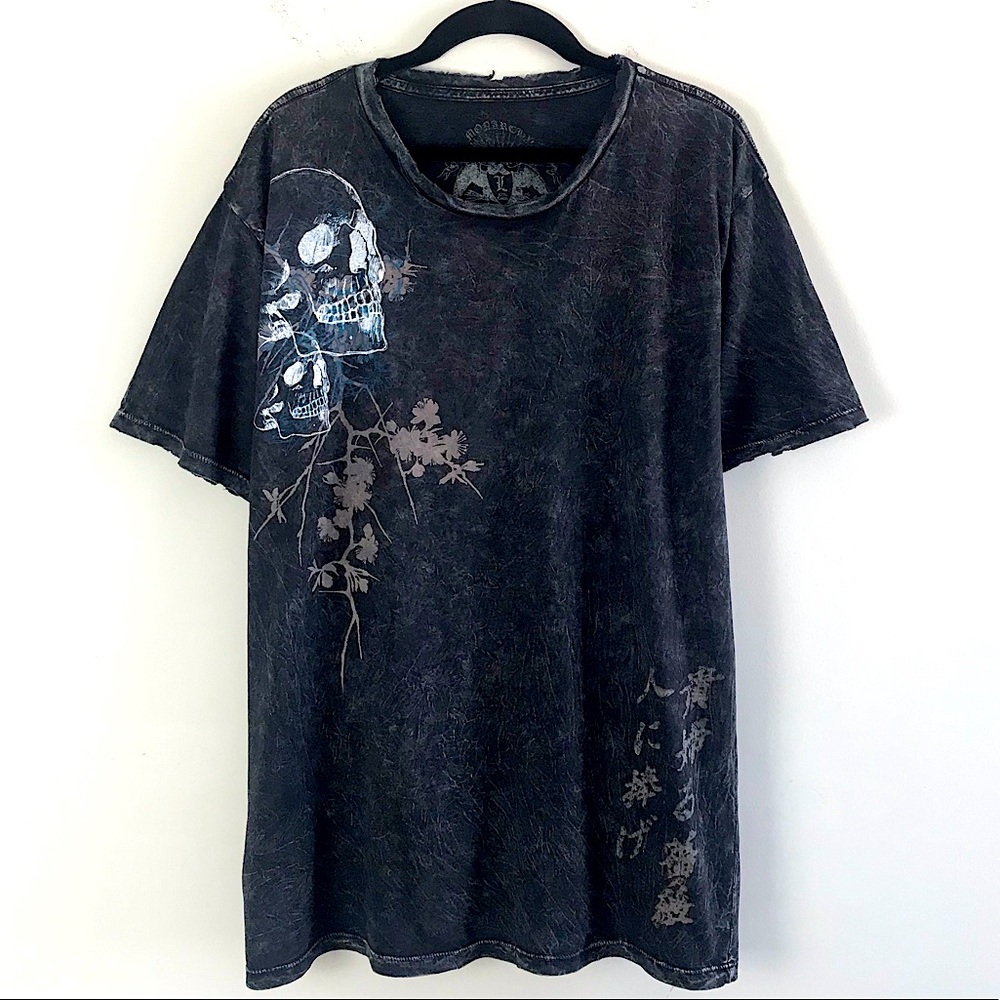 Monarchy L.A.•Designer Black Distressed R.I.P. Graphic Crewneck T-Shirt
